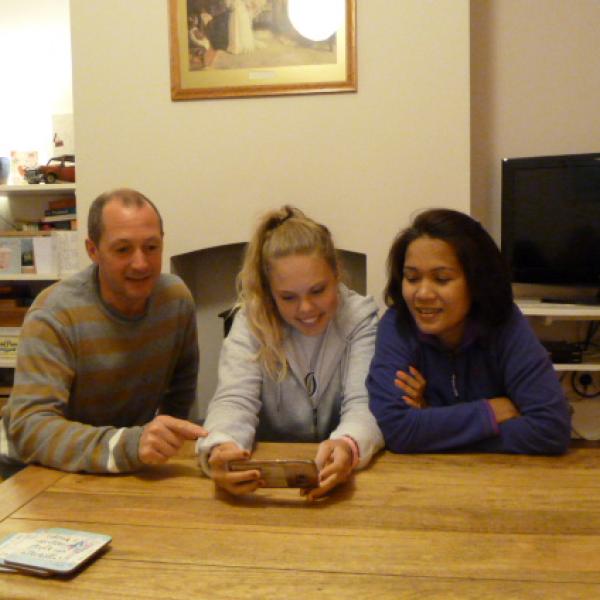 Homestay hosts with a junior student